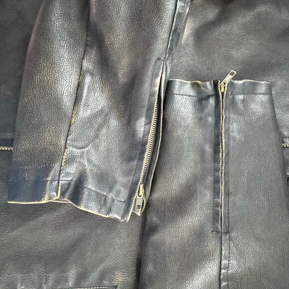 Aeropostale Mens Brown Faux Leather Sherpa Collar Bomber Jacket XL Top Gun - Picture 7 of 10